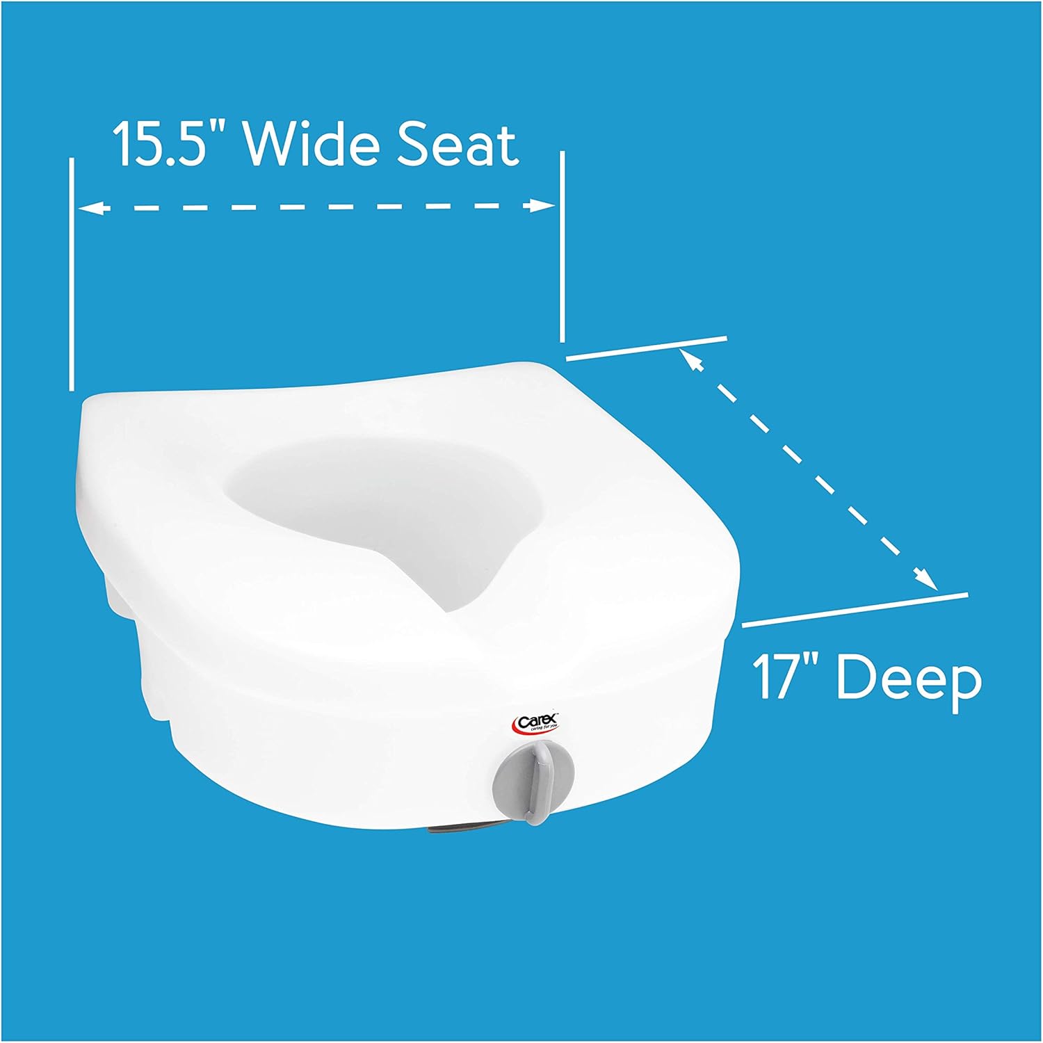 Raised Toilet Seat 5 Inch Height for Elderly and Handicap, Fits Round or Elongated Toilets, White A252