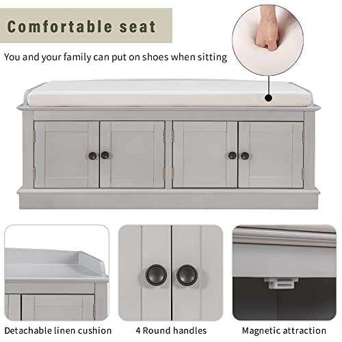 Storage Bench with 4 Doors and Adjustable Shelves U3634
