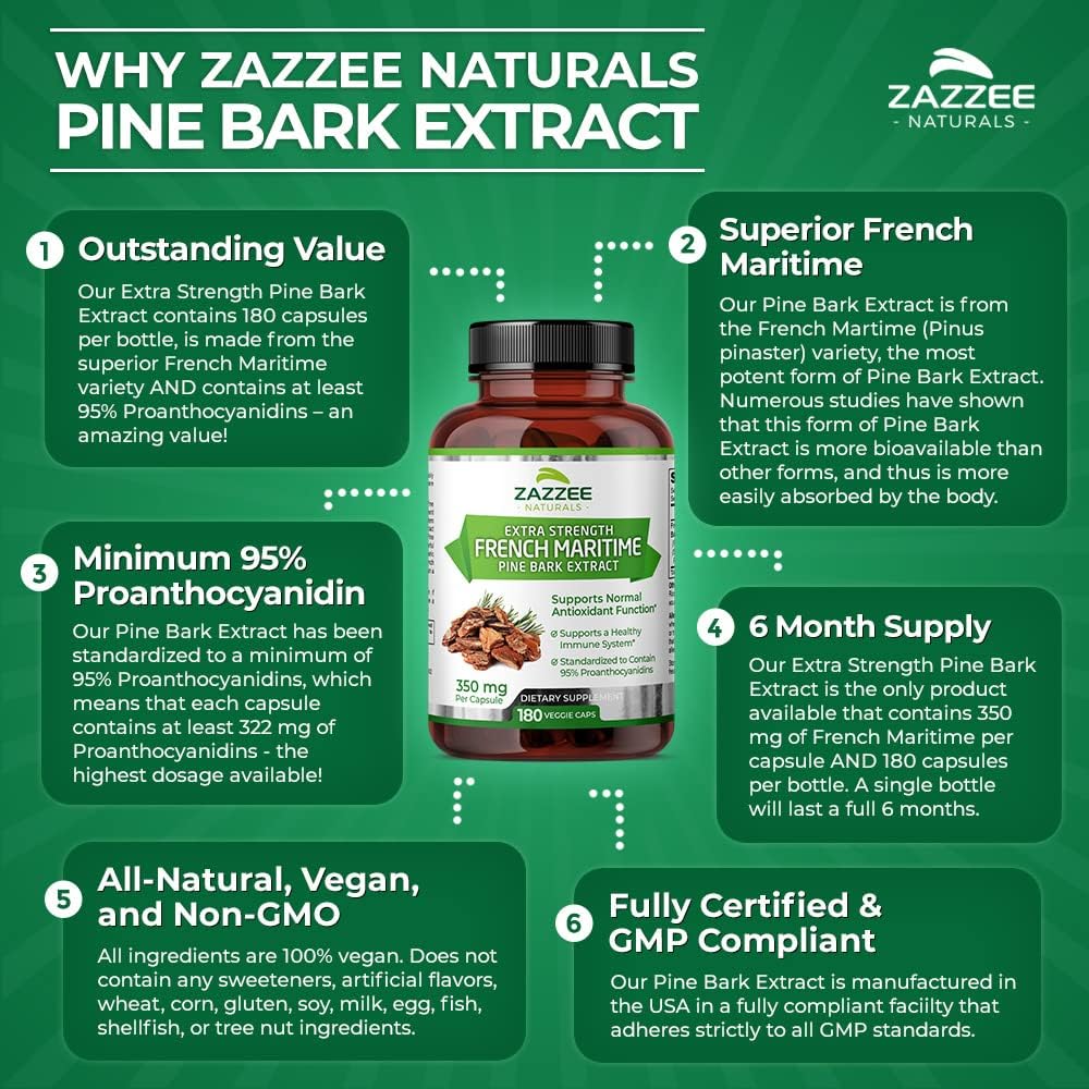 French Maritime Pine Bark Extract 350 mg Vegan Capsules E414