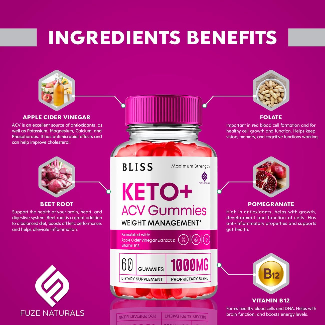 Keto ACV Gummies with Apple Cider Vinegar and Vitamin B12 B6, 120 Gummies J71212