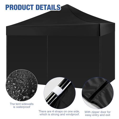 10 x 10 ft Canopy Tent Sidewalls with Zipper Doors, Waterproof, 4 Pack (Blue) L826