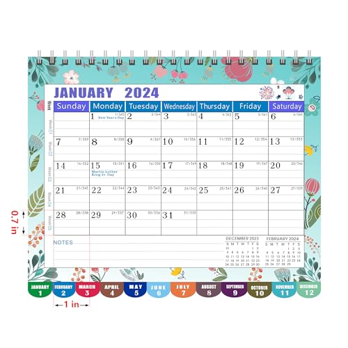 Desk Calendar 2024, Standing Flip 12 Months, Pink Floral E970844