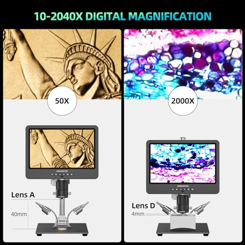 7" HDMI Digital Microscope for Electronics Repair with 3 Lens, 2160P Video Record G72550