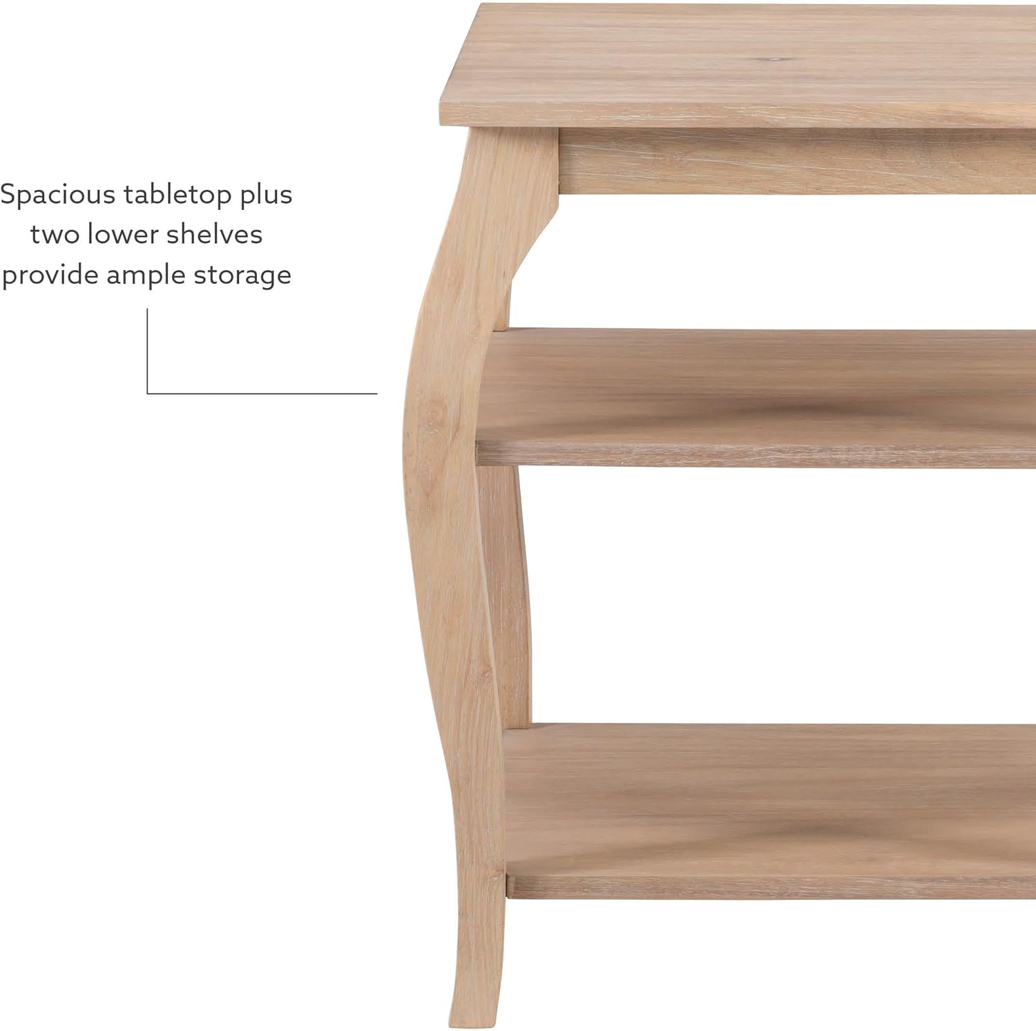 Wooden Side Table with Curved Legs and Two Display Shelves F680