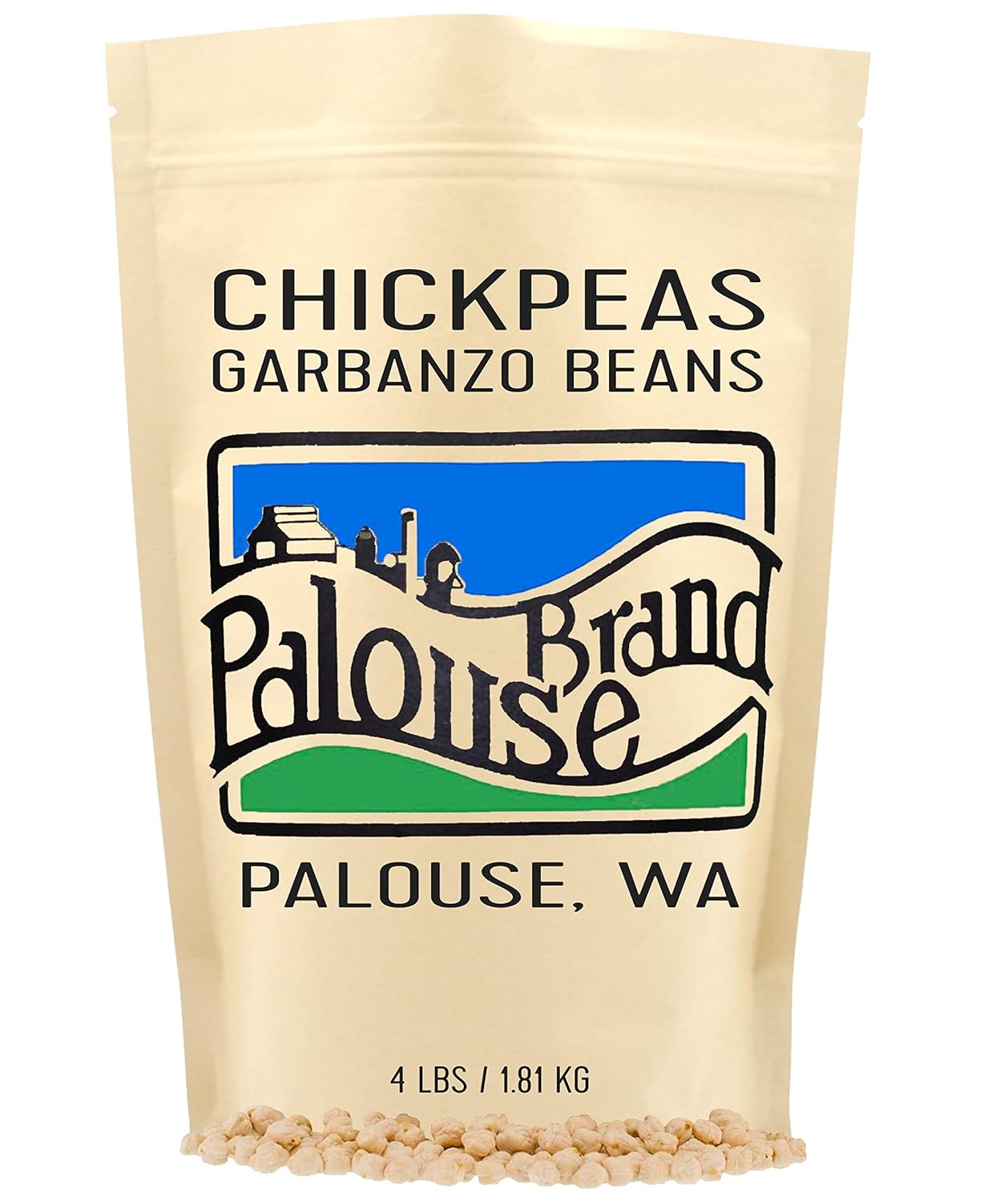 Chickpeas | Garbanzo Beans | 4 LBS | Family Farmed in Washington State | 100% Desiccant Free | Non-GMO Project Verified | Kosher Parve | Field Traced | Kraft Bag