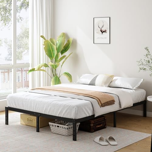 Metal Bed Frame, Heavy Duty Steel Slat, No Box Spring Needed, Black N3340