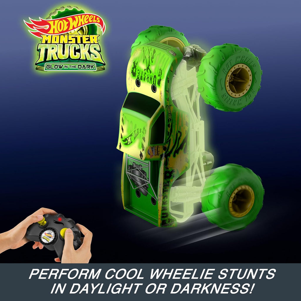 Monster Trucks RC Toy, Remote-Control 1:15 Scale, Glows in The Dark A49026