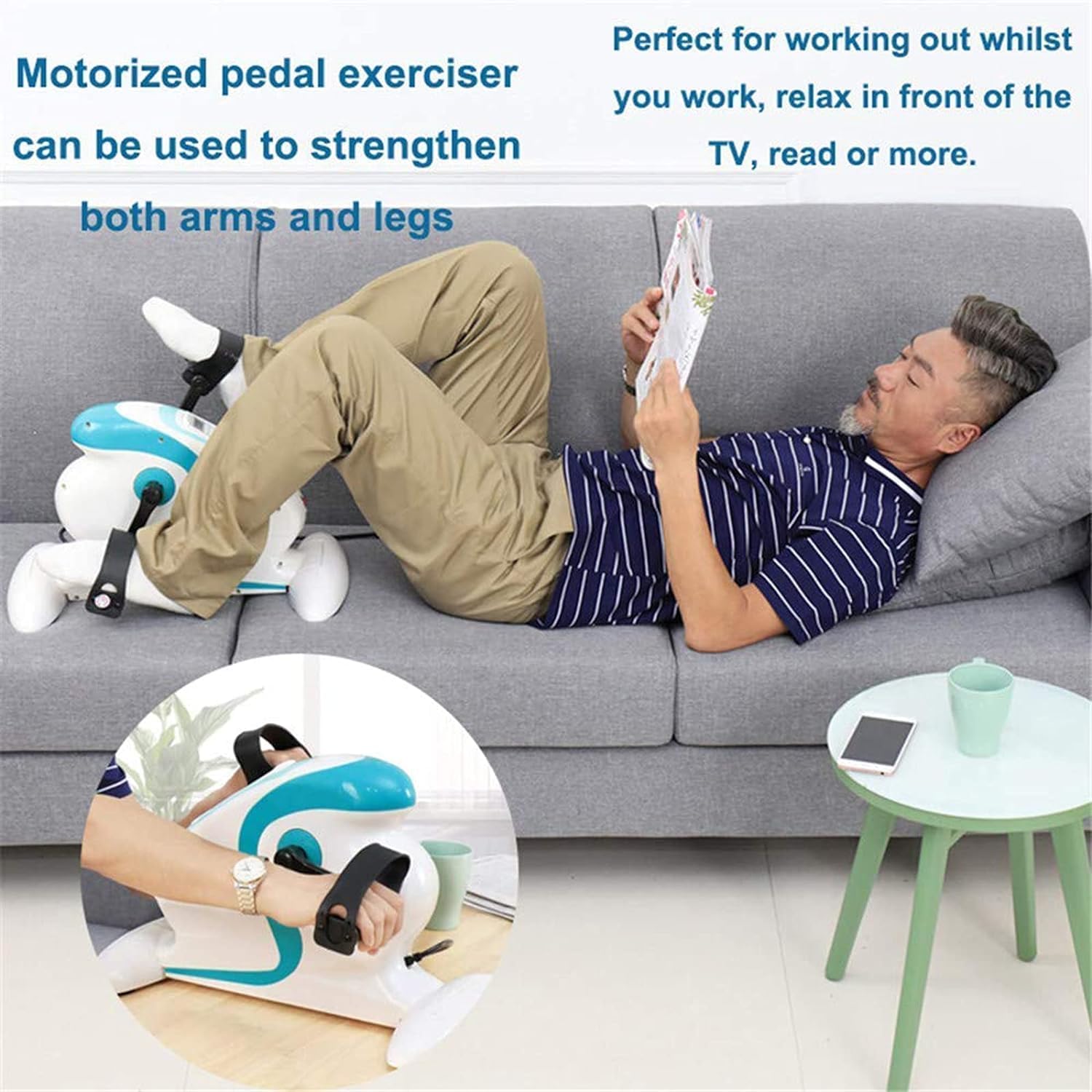 Pedal Exerciser with LCD Display, Portable Arm Leg Exercise Bike A801278