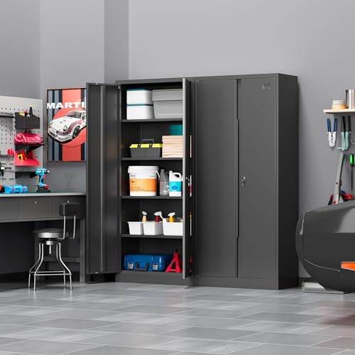 Metal Storage Cabinet with 2 Doors and 4 Adjustable Shelves, 71 Inch K70535