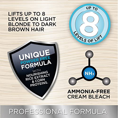 Cream Hair Bleach Kit, Ammonia-Free, Lifts up to 8 Shades, Complete Kit with Bowl, Brush, Gloves & Cap U12377