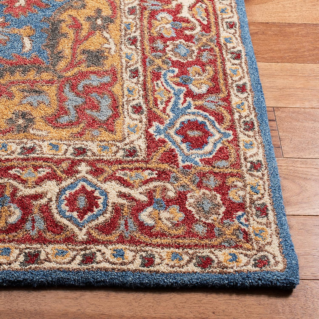 Antique Oriental Wool Area Rug - 8' x 10', Red & Blue H382459