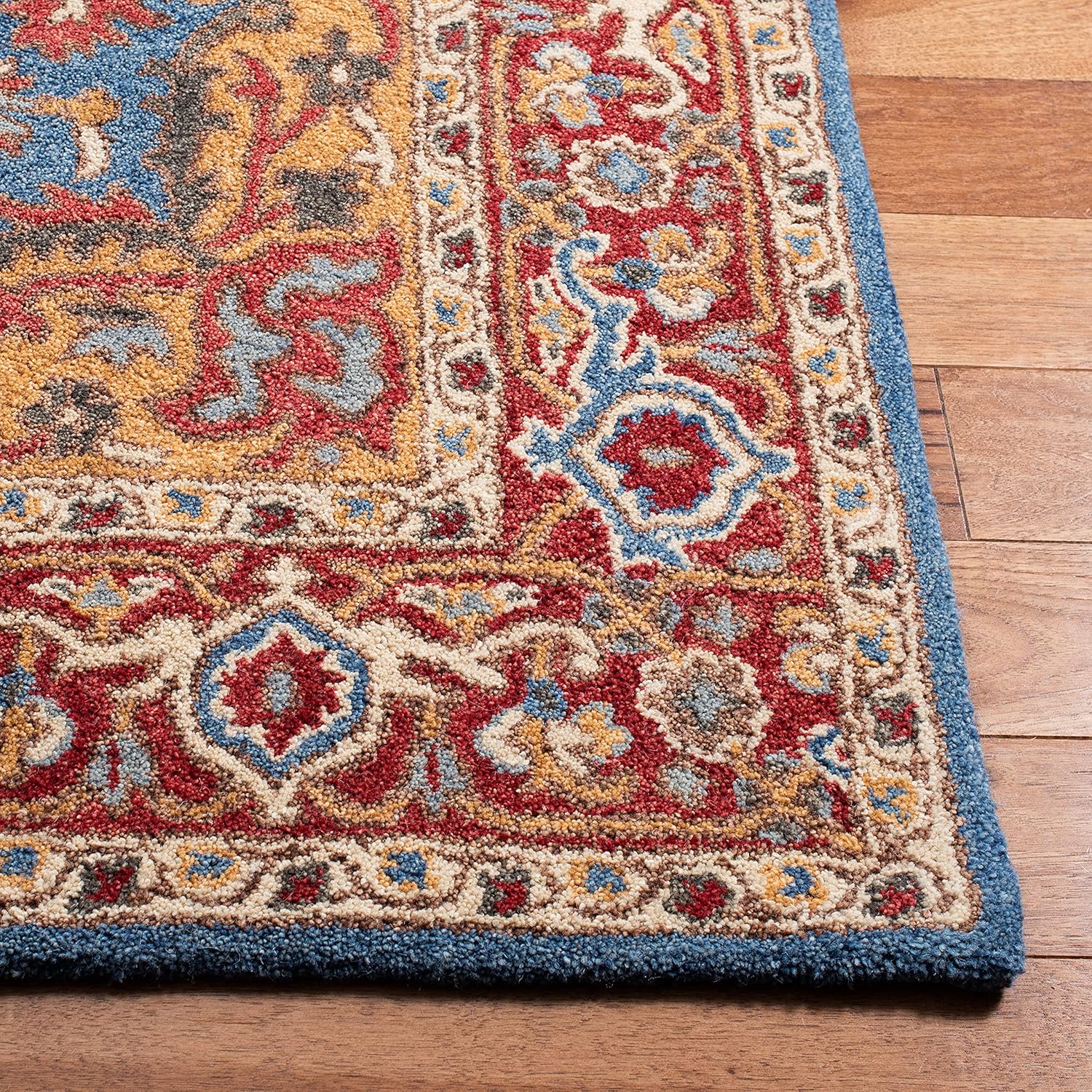 Antique Oriental Wool Area Rug - 8' x 10', Red & Blue H382459