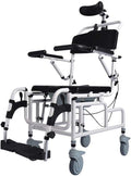 Nurth Tilt-in-Space Reclining Shower/Toilet Commode Chair, with Padded Seat, Back, Armrests. Care 4-in-1 Multifunction Chair, Flip-up Arm and Foot Rests, Commode Pail and Adjustable Headrest