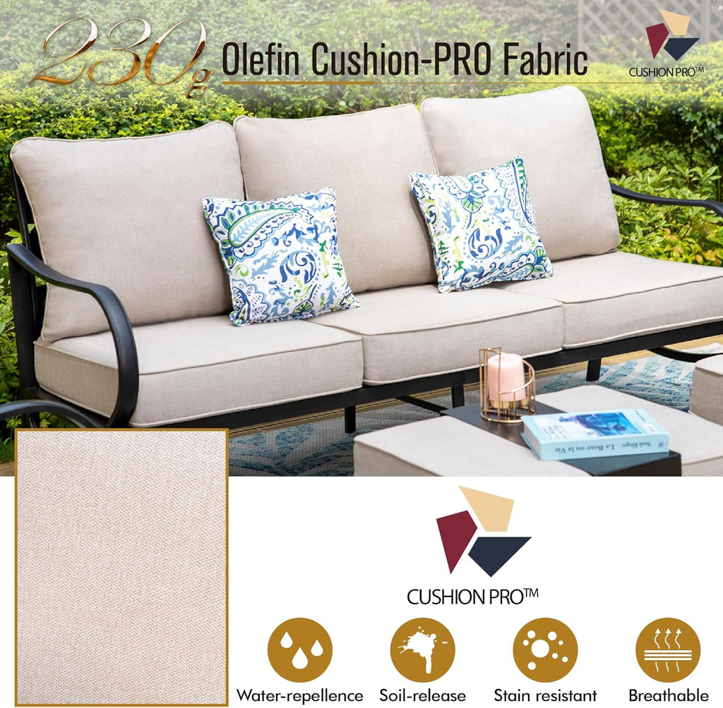 Patio Chair Set for 2, Outdoor Conversation Set with Swivel Padded Sofa Chairs, Metal Frame S9418