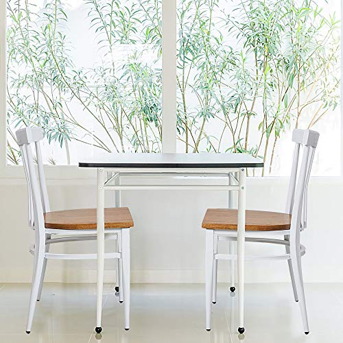 Heavy Duty Metal Dining Chair Set of 2, Stackable with Wood Seat, Black P999898