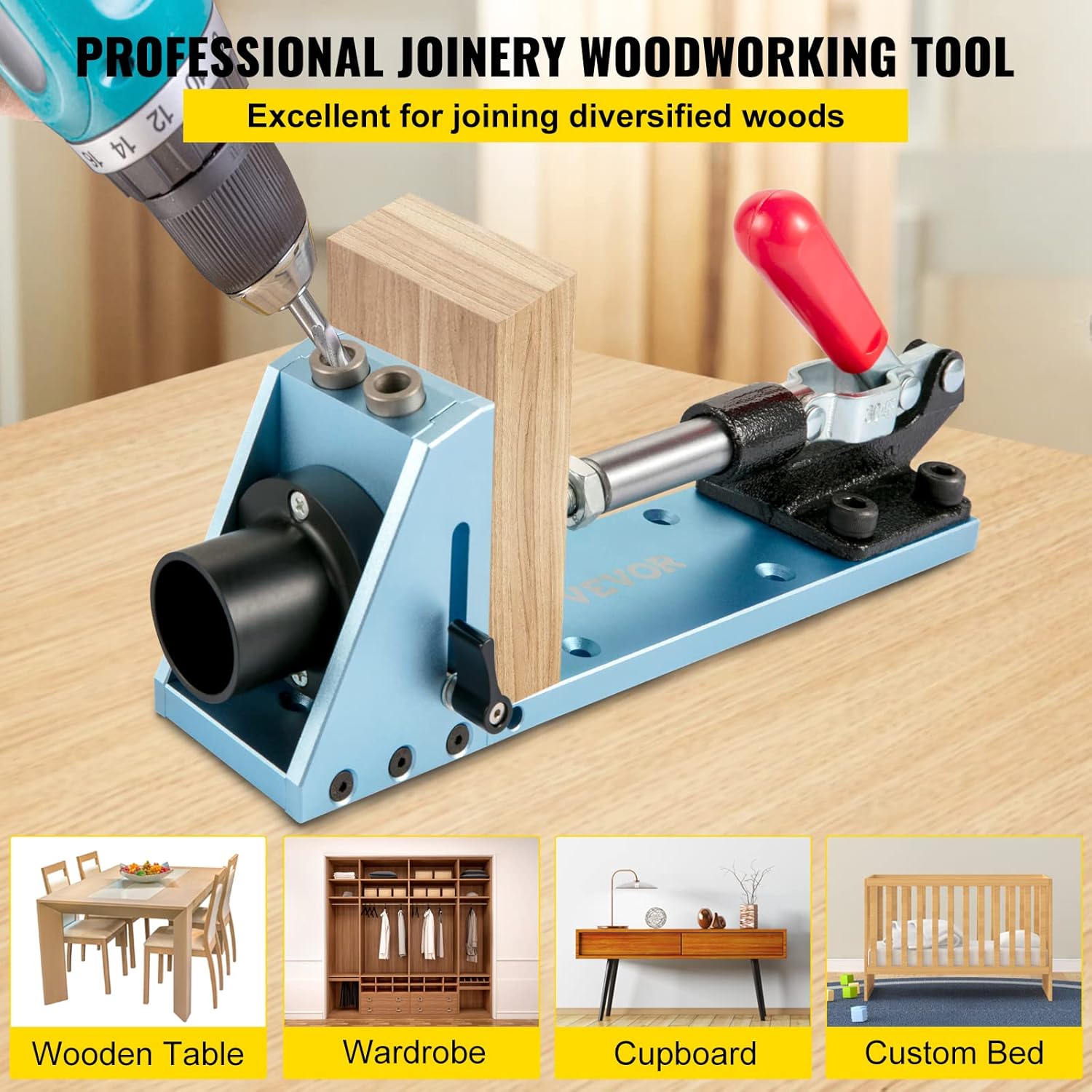 Pocket Hole Jig Kit, Adjustable Woodworking Joinery System with Aluminum Punch Locator C704981