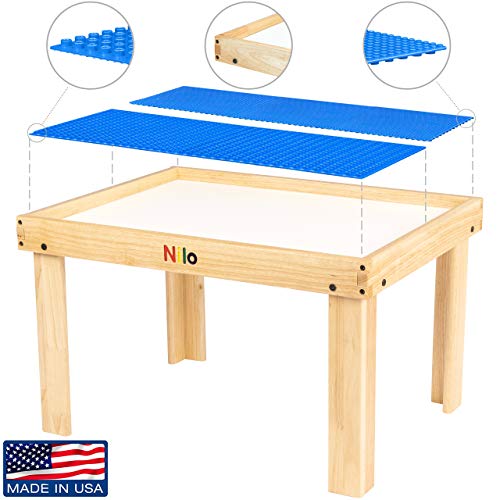 Kids Play Table Set with 2 Detachable Two-Sided Baseplates E466783