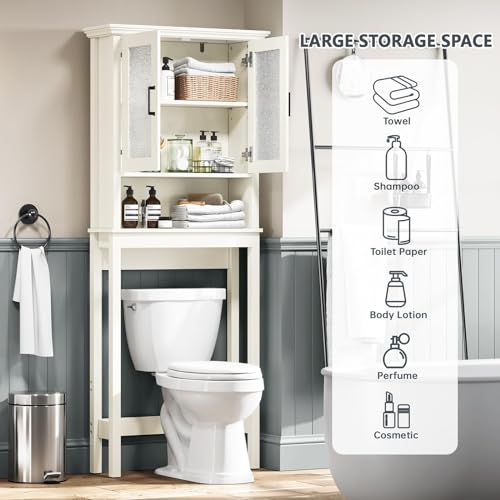 Over the Toilet Storage Cabinet with Glass Doors and Adjustable Shelf, Espresso M15027