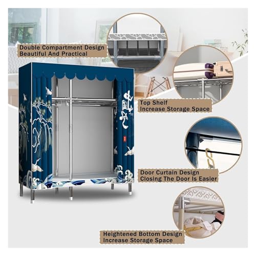 Portable Wardrobe Rack with Clothes Rail and Shelves N122