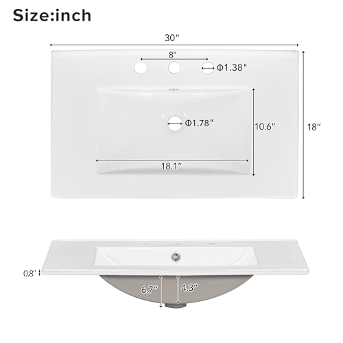 Bathroom Vanity with Sink and 2 Drawers, White N510