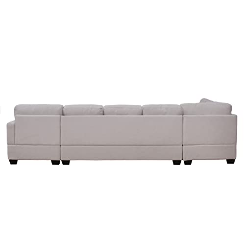 Upholstered U-Shape Sectional Sofa with Chaise Lounge, Beige S3622