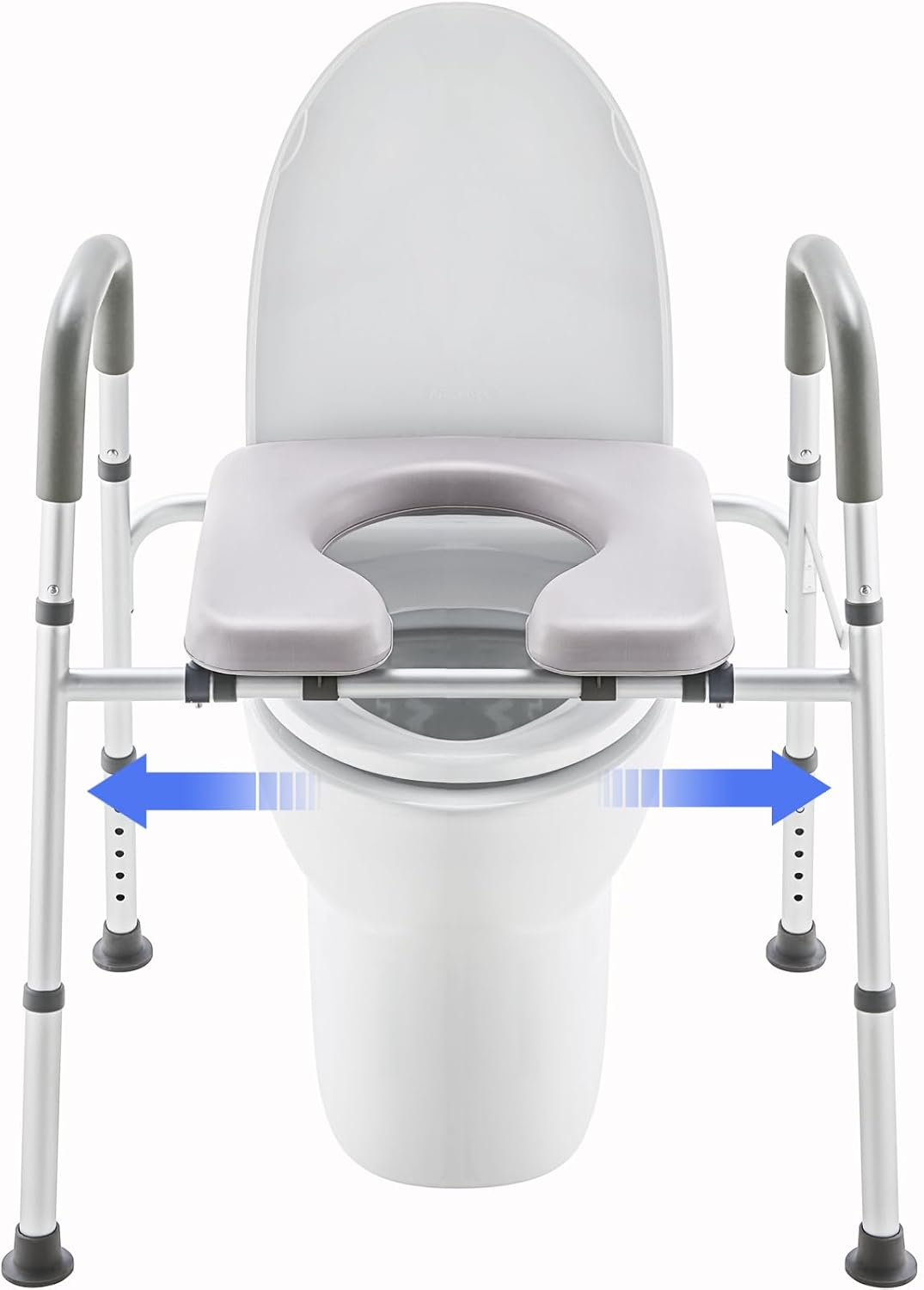 Raised Toilet Seat with Handles 350lb, Adjustable Width/Height Elevated Toilet Seat Riser, Safety Toilet Riser & Commode Chair for Seniors, Handicap, Pregnant