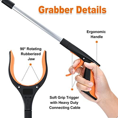 32 Inch Foldable Reacher Tool with Magnetic Grip and Rotating Jaw V877