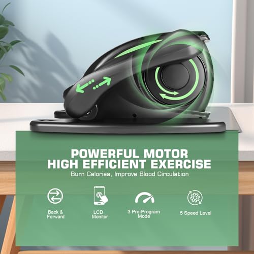 Under Desk Elliptical, Electric Leg Exerciser for Seniors Adults, Quiet Portable Seated Foot Pedal with Remote Control U9082