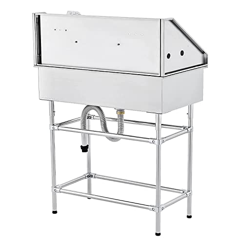 Stainless Steel Dog Washing Station for Home, Grooming Tub for Medium & Small Dogs O992
