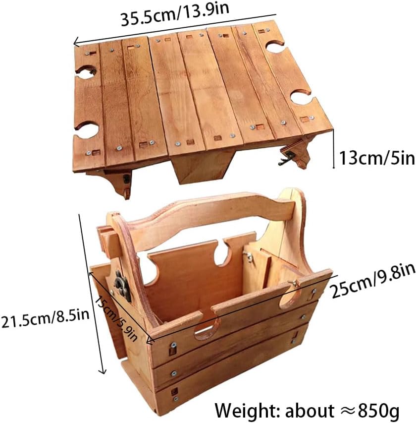 Folding Picnic Basket Table with Wine Glass Holder J388