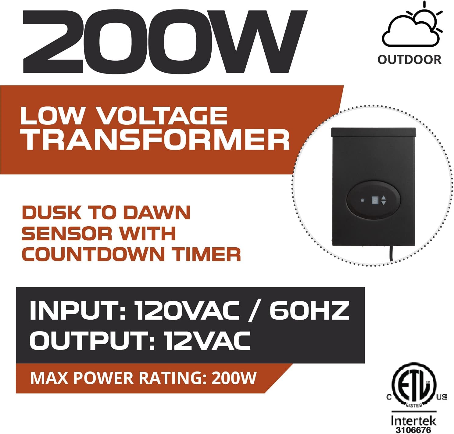 200W Low Voltage Landscape Lighting Transformer with Timer P268996