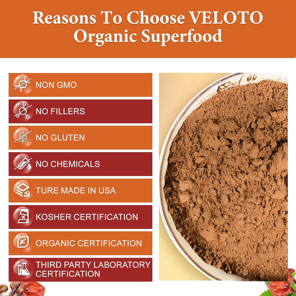 Organic Mushroom Powder Blend Supplement, 10 in 1 Complex, Vegan, 10oz S44880