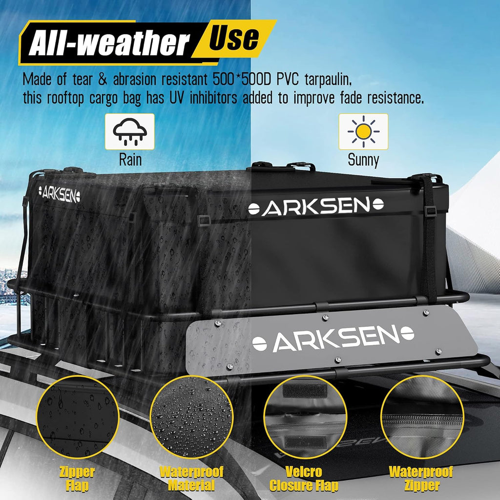 84 Inch Roof Rack Cargo Basket with Soft-Shell Waterproof Roof Bag for SUV, Trucks, Cars K802371