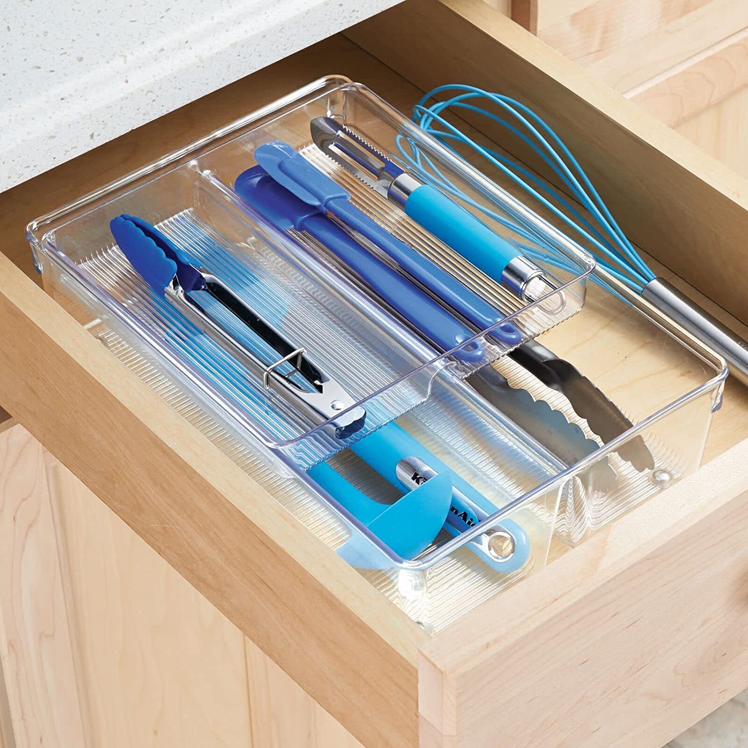 Stackable Kitchen Drawer Organizer with 2-Tier Tray I653