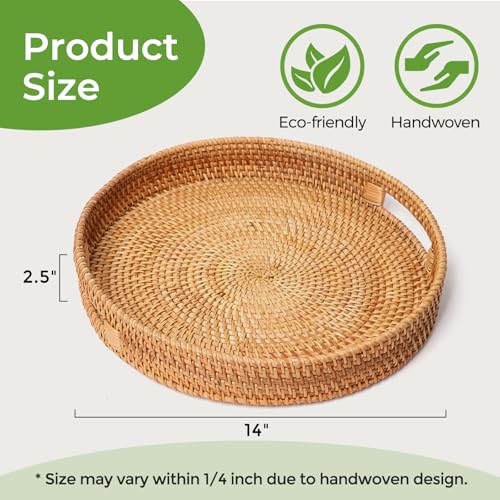 Round Serving Tray with Cut Out Handles for Home Decor A824
