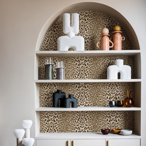 Leopard Textured Wallpaper, Gold Glitter Non-pasted 3D Embossed Wall Mural Q14916