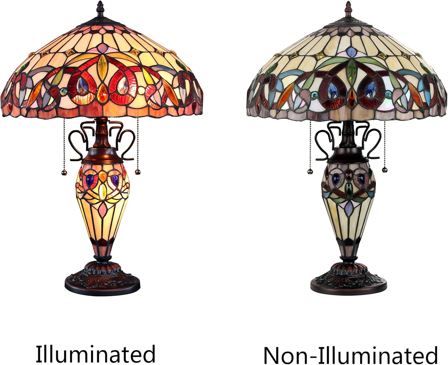 Tiffany-style Dark Bronze 3 Light Table Lamp H5126