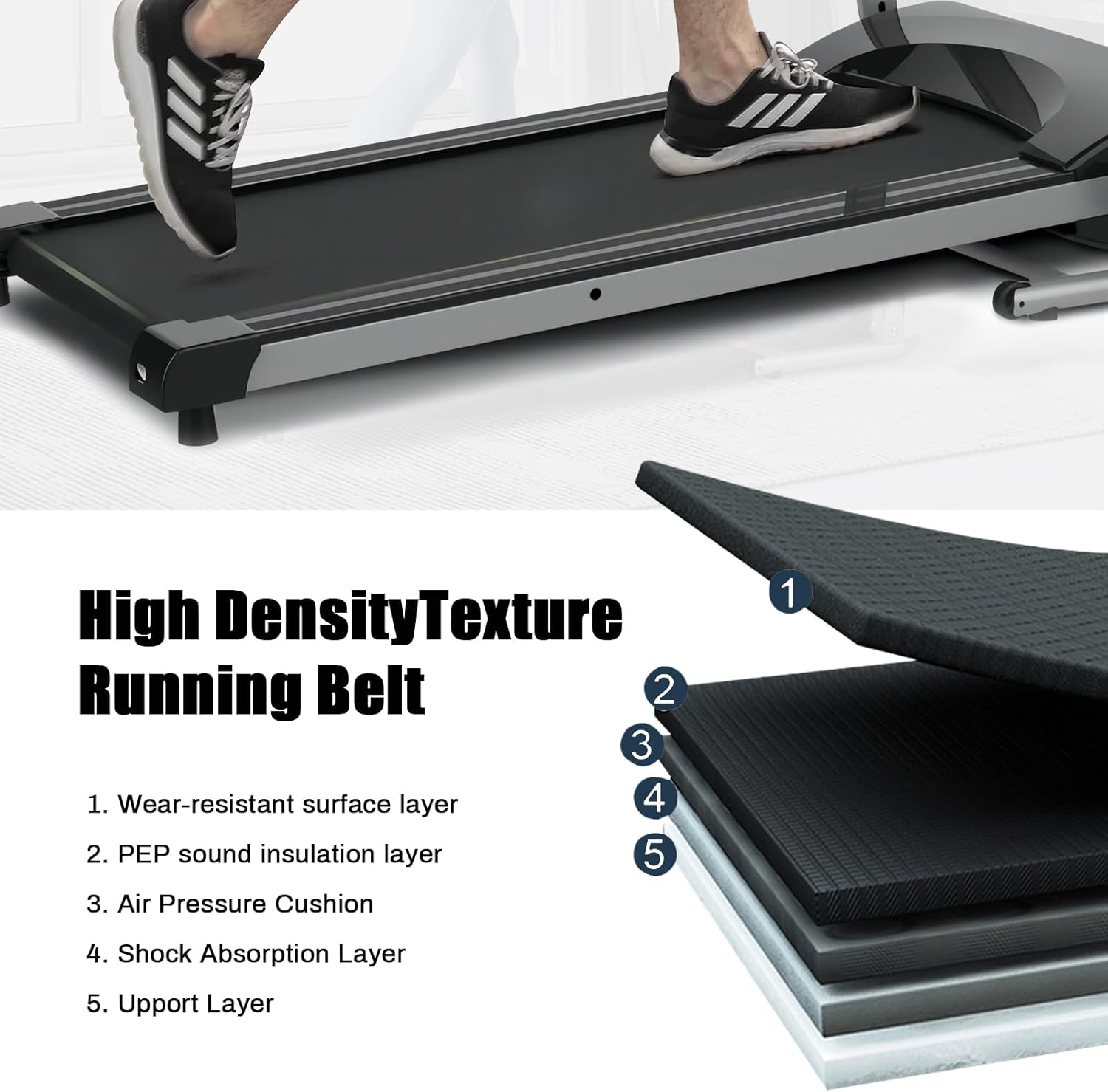 Folding Treadmill for Home Gym, Motorized Running Machine with Cup Holder Z279