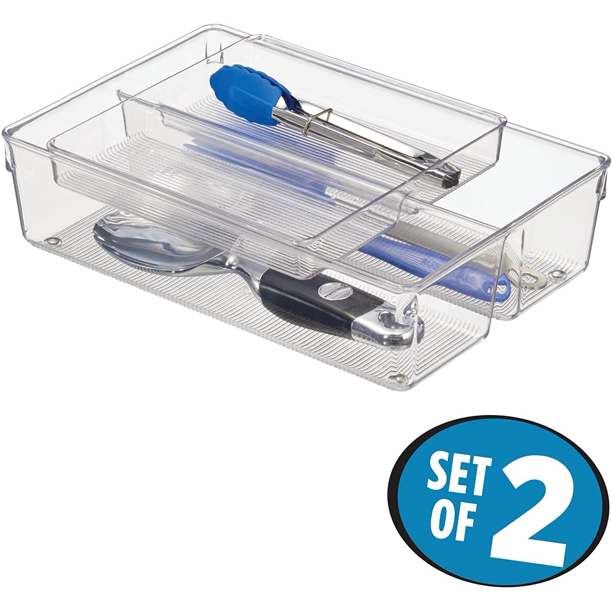 Stackable Kitchen Drawer Organizer with 2-Tier Tray I653