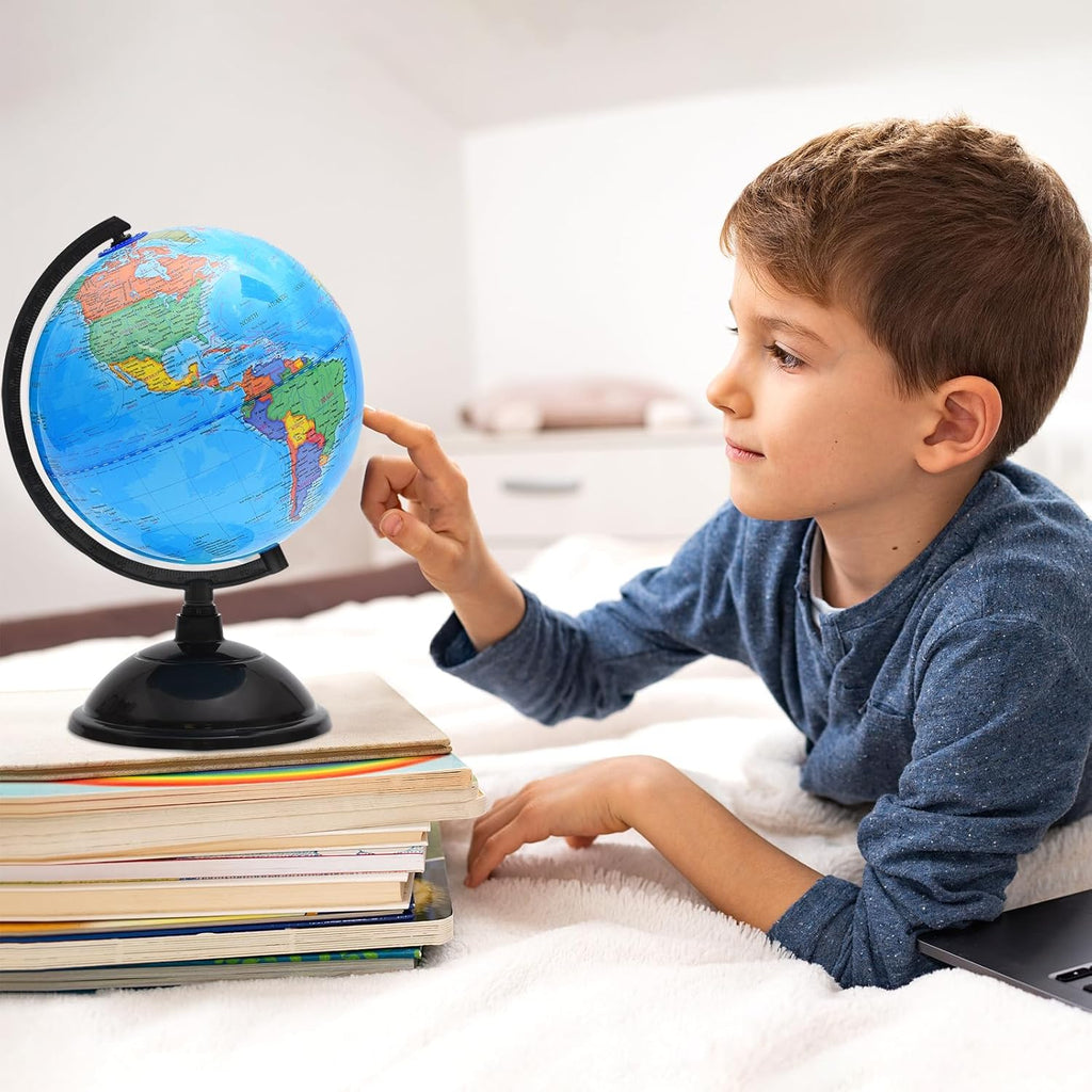 8 Inch Spinning Globe with Stand for Kids Geography Learning Y3746