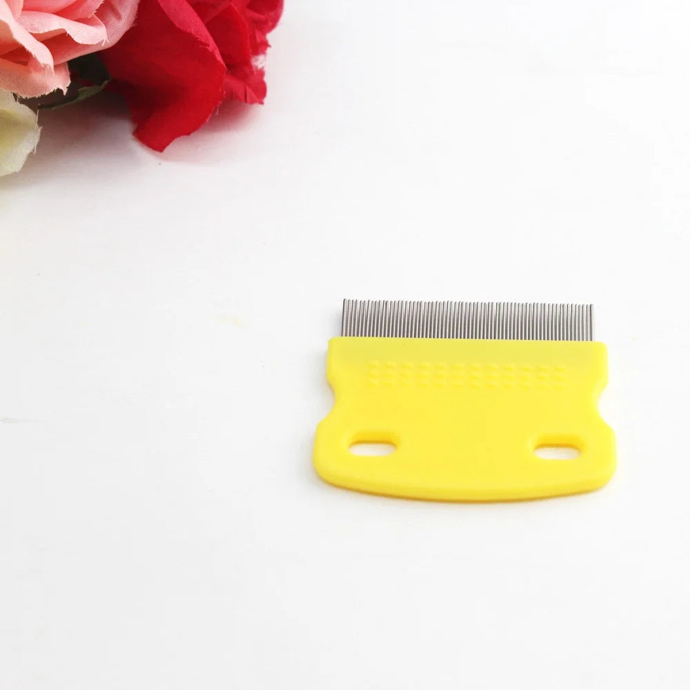 Pet Hair Grooming Comb Flea Shedding Brush Stainless Steel Fine Toothed P104357