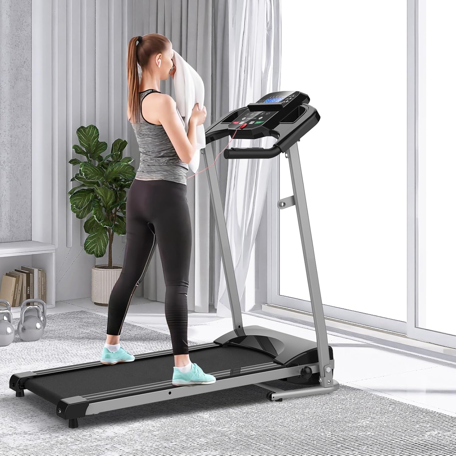Folding Treadmill for Home Gym, Motorized Running Machine with Cup Holder Z279