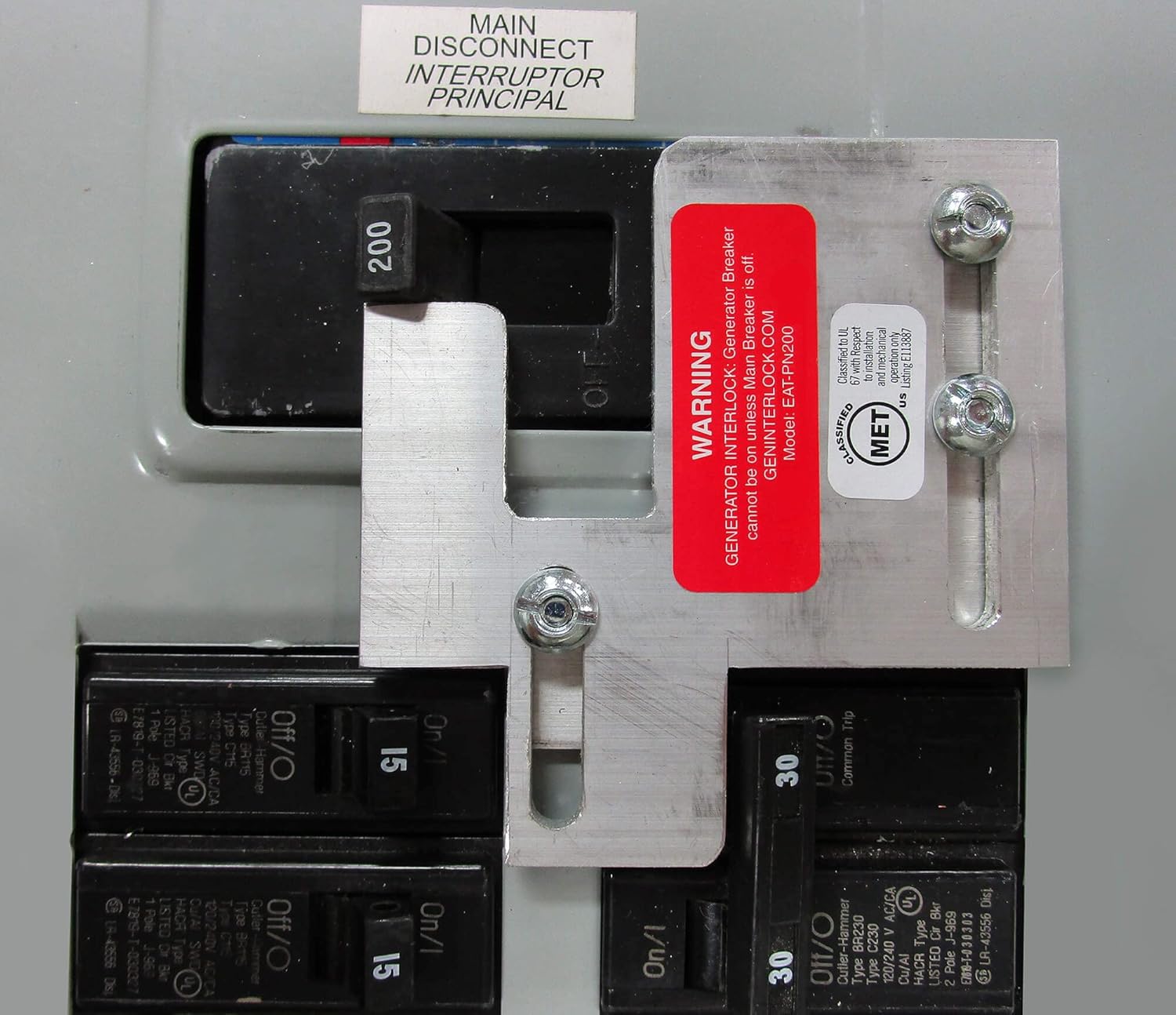 Generator Horizontal Electrical Interlock Kit, 150 and 200 Amp H1316