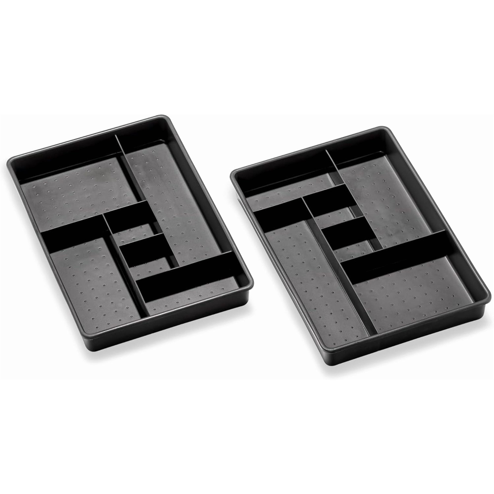 Set of 2 Plastic 6-Compartment Drawer Organizer Trays, Granite F5725