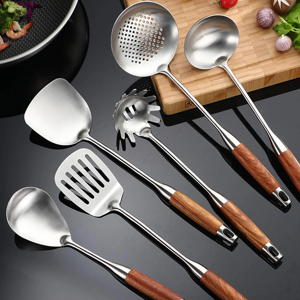 Stainless Steel Kitchen Utensils Set with Holder, 7 Pieces C569485