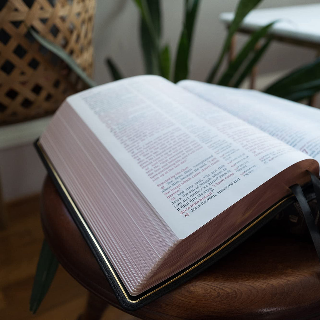Reference Bible, Center-Column, Premium Goatskin Leather, Black, Red Letter Q11760