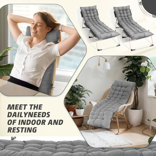 Lounge Chair Cushion 64 x 19 Inch Patio Recliner Pad Gray C2051