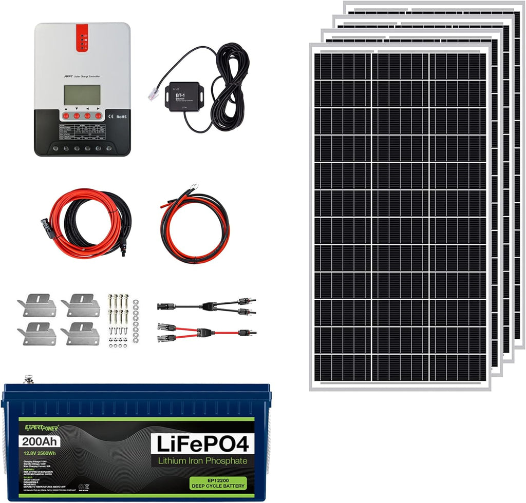 12V 100Ah LiFePO4 Solar Power Kit with 400W Panels and 3KW Inverter C533