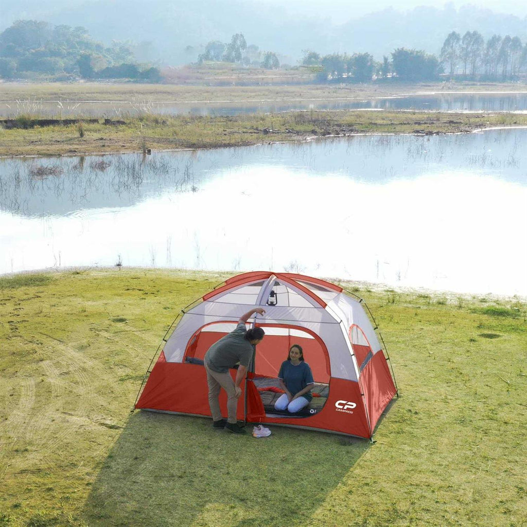 6-Person Camping Tent Waterproof Windproof with Top Rainfly K9467