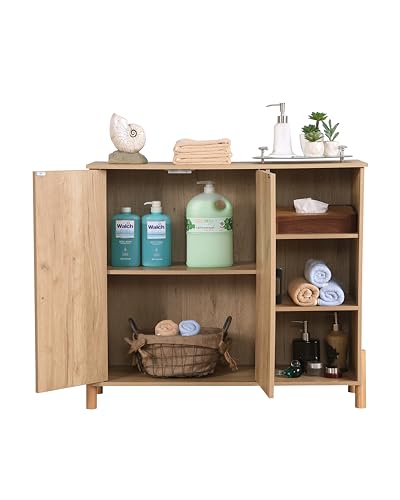 Bathroom Floor Cabinet with Rattan Doors and Adjustable Shelf I761